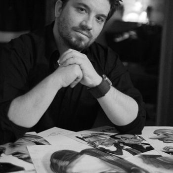 Portrait photo de Sébastien Chevriot en noir et blanc