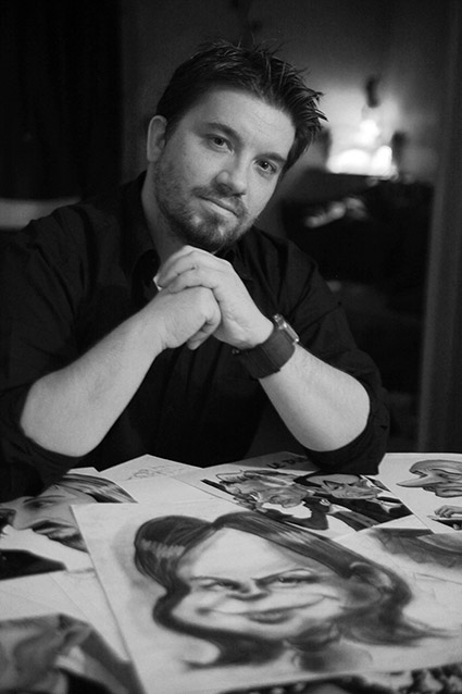 Portrait photo de Sébastien Chevriot en noir et blanc